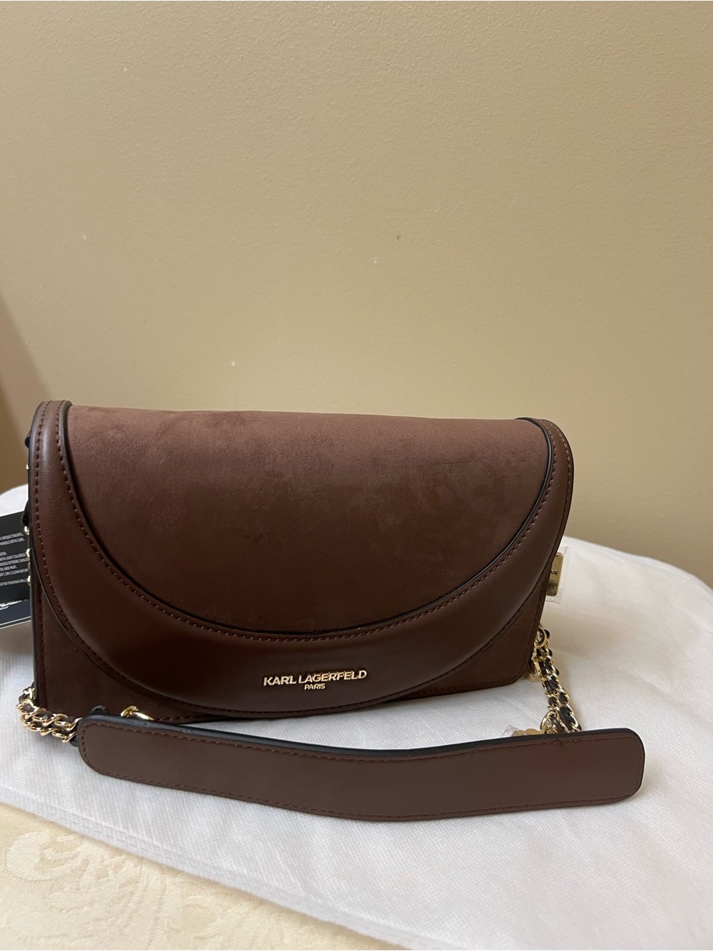 Karl Lagerfeld Suede Shoulder Bag NWT - Picture 10 of 12